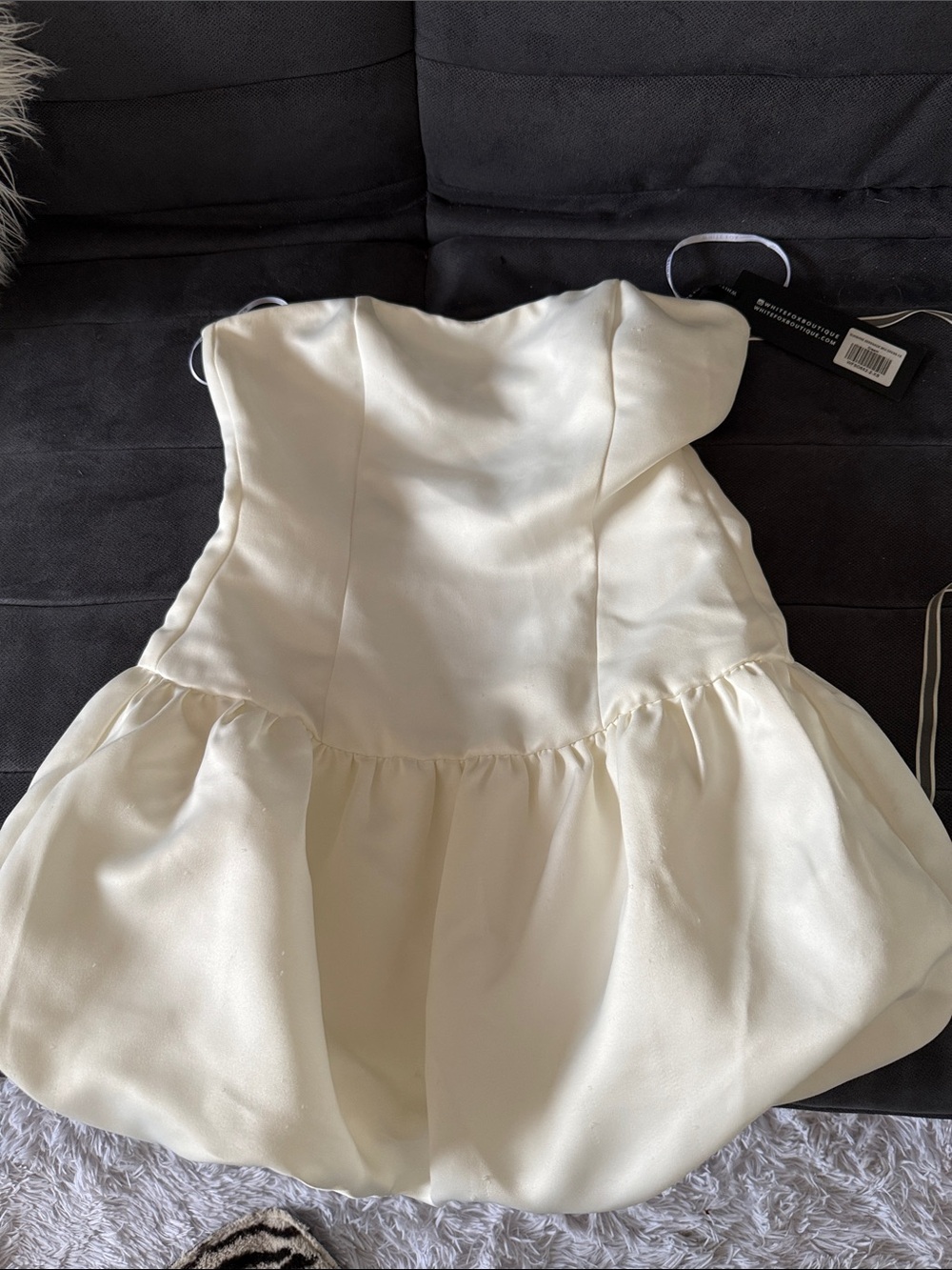 White Fox Ivory Strapless Party Dress